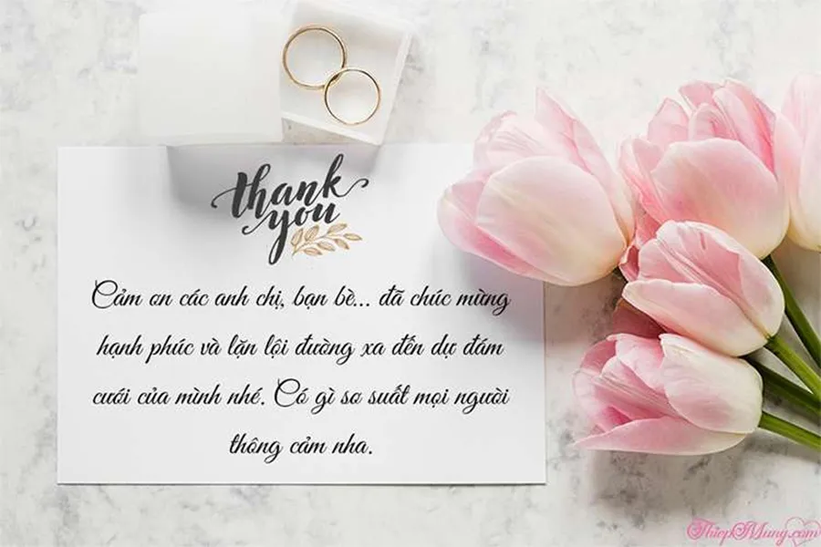 Mẫu lời cảm ơn sau đám cưới tham khảo